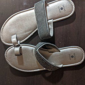 8 | Shade & Shore | Silver Jewel Toe Strap Sandal